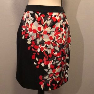 Flowered silk blend skirt